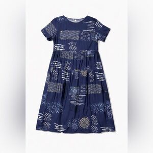 Cecily floral smocked denim midi dress blue